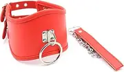 SM Collar Soft Leather Edging Necklace with Leash Chains, Sex Collar Flirt Choker Adjustable Collars Erotic Neck Restraints SM Cosplay Sex Toys for Women Men(Red Rot)