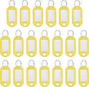 uxcell Plastic Key Tags with Split Ring Label Window Identifiers ID Keychain Tags, 4.7x2mm Fit for Name Luggage (20Pcs, Yellow)