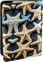 [GaxfjRu] Seashell Starfish Print Leather Passport Holder Covers Case, Waterproof Travel Wallet Passport Holder for Women Men, Black, One Size
