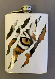 Tiger Claw Print Flask 8oz Stainless Steel Hip Drinking