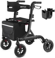 Walkers for Seniors, Rollator Walker with Seat, 8" Rubber Wheels All Terrain...
