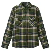 Brixton Bowery Flannel Cypress Green Washed Navy White Button Up Shirt