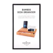 IsGift Bamboo Desk Organiser with 6 Compartments For Pen Tablet Stationery Holder