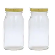 10 x Glass Conserve Jar Gold Lid Screw Top Jam Lolly Preserving Storage 250ml