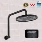 Decaura Round Black 10" ABS Rain Shower Head and Brass Gooseneck Shower Arm Set