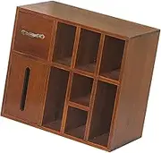 Generic Wooden Storage Cabinet Display Cabinet with Tissue Box Perfume Cosmetics Shelf Storage Shelf for Dresser Home Cups Jewelry