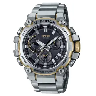 【CASIO 卡西歐】G-SHOCK MT-G 碳纖維核心 太陽能藍芽電波手錶 銀X金 MTG-B3000D-1A9_50.9mm