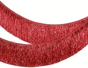 10 Yards 8 Inch Wide Metallic Fringe Trim Tinsel Fringe Tinsel Trim DIY Latin Dance Costume Clothing Accessories Shiny Tassel Lace Fringe Trimming (Red)