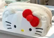 Sanrio Hello Kitty White Faux Fur Plush Make Up Bag/Pencil Case/cosmetic case