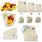ECO Reusable Cotton Mesh Produce Bags Grocery Fruit Storage Shopping String Bag