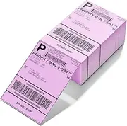 Pack of 500 Thermal Shipping Barcode Labels - 4 x 6 Inch - Folded Permanent Adhesive Shipping Labels for Direct Thermal Label Printers - Compatible with Amazon, Royal Mail, FedEx Pink