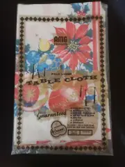 VINTAGE NEW CHRISTMAS AMC KRENE TABLECLOTH 54X72 BAKELITE POLY LINEN RECTANGLE