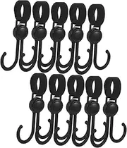 Hohopeti 10Pcs Sturdy Shopping Bag Hanger Hooks Multi Functional Stroller Bag Hook Durable Double Hook Design for Easy Installation Bikes Wheelchairs and Shopping Trolleys