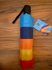 ALDI Gear 2023 Collection Multicolor Striped Automatic Compact Umbrella NEW!