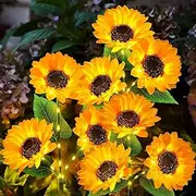 [Helzephyr] Upgraded 3 Pack Solar Garden Lights with 9 Sunflower Lights, Solar Lights Outdoor Garden Decor, Waterproof Solar Outdoor Lights Auto ON/Off Solar Decorative Lights for Garden, Patio, Yard