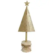 LVD Metal/Wood Xmas Tree w/ Star Christmas Holiday Decoration 9x25cm Gold