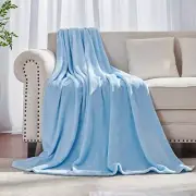 Flannel Fleece Ice Blue Blanket Throw Size(50 by 60 Throw(50"×60") Light Blue