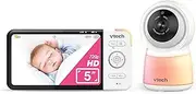 VTech RM5754HDV2 5” Smart HD Video Baby Monitor with Remote Access, Night Light, 2-Way Talk, Soothing Sounds, Temp Sensor & Motion Detection, up to 15 Hours Battery Life