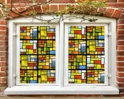 3D Checkered 1856NAO Window Film Print Sticker Cling Stained Glass UV Block Fa