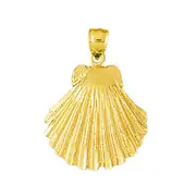 14K Gold 22MM Scallop Shell Pendant