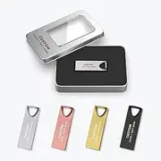Custom USB Flash Drive, 100 Pack Personalized Metal Thumb Drive USB 2.0 Memory Stick Pen Drive, Ideal for Corporation Business, Educational Purposes and Non-Profits (2 GB,with Metal Box)