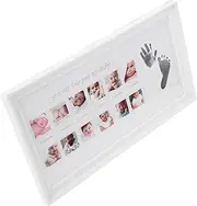 Yardwe Growth Record 12 Month Photo Frame Footprint Handprint Unique Decor for Boys and Girls' Room
