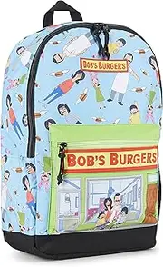 [Bob's Burgers] Mens Allover Backpack Bob, Tina & Louise Belcher Bookbag - Knapsack for Everyday (Light Blue), Light Blue, Modern