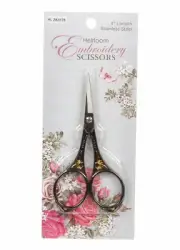Sullivans 4 Inch Gunmetal/Gold Round Handle Heirloom Embroidery Scissors 38207