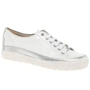 Caprice Star Womens Casual Lace Up Trainers White Patent Uk 5.5