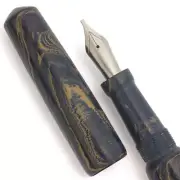 Ranga Abhimanyu Ebonite Fountain Pen - Black White Blue, JoWo #6 Nibs (New)