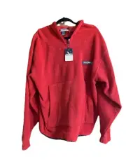 Nautica Men’s Vintage 90s Y2K NEPG Fleece Hoodie 1/2 Zip Red W Reflective Back M