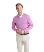 NEW Vineyard Vines Mens Purple Crocus Italy Merino Wool VNeck Sweater S $198 NWT