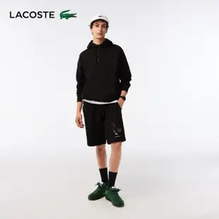 【LACOSTE】中性款-Lacoste x Netflix棉質亞森羅蘋鱷魚短褲(黑色)