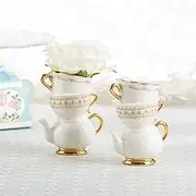 Kate Aspen Vintage Tea Party Antique Look Ceramic Bud Vases (Set of 2), Party Favor, Take Home Gift, Wedding Decoration, Table Decor, Bridal Shower Decorations (23263NA)