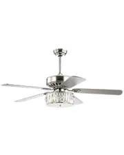 JONATHAN Y Mandy 52in 3-Light Crystal Prism Drum LED Ceiling Fan With Remote