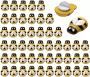 Tiny Wooden Bee Embellishments 50Pcs Self-Adhesive Painted Flatback Wood Bumble