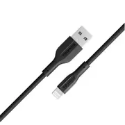 Promate XCORD-AI.BLK 2A - 480Mbps USB-A to Lightning Cable - 1m - Black Super Flexible - Data & Charge [XCORD-AI.BLK]