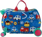 [TOMVAES] Kids Luggage with Spinner Wheels,Ride On Suitcase,for Boys Girls Carry On Hardshell Suitcase Travel Trolley Toddlers Children Gift (Car)