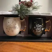 Cambridge 20 Oz “Oh What Fun” Stainless Steel Moscow Mule Mugs - Set of 2 - NEW