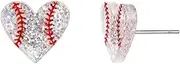 [COLORFUL BLING] Heart Ball Sports Stud Earrings Ball Game Heart Shaped Basketball Volleyball Baseball American Football Stud Earrings for Women
