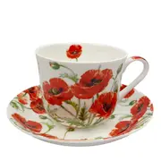 Heritage Fine Bone China Poppies Cup and Saucer Set