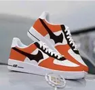 Nike Air Force 1 Custom White Shoes 'Bat Halloween Swoosh' Orange Black Mens