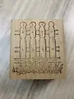 Wooden Mounted Rubber Stamp Picket Fence with Grass Floral