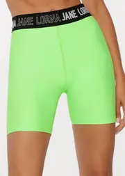 [Lorna Jane] Rally Bike Shorts in Green, Polyester/Elastane, Size - Small S Dark Sunbleached Lime