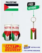 PALESTINIAN FLAG , PALESTINE, MINI BOXING GLOVES , BUY 1 PAIR GET 1 FREE KEYRING