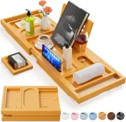 Premium Bathtub Tray Caddy, Expandable Bath Tray, Unique House Warming Bamboo