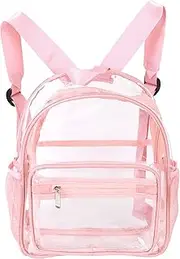 [GUPE] Small Clear Backpack, Heavy Duty PVC Transparent Mini Backpack with Zipper and Side Pockets Water Proof See Through Casual Daypack Backpacks for Women Men Work Travel Stadium
