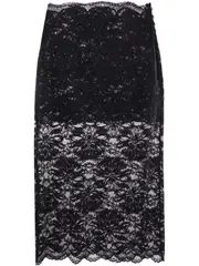 [Rabanne] Rabanne-Gonna Semi Trasparente In Pizzo A Fiori-Donna 38 FR