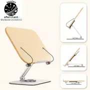 360° Rotating Desktop Book Stand with Wooden Panel Adjustable Angle for Reading