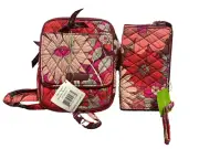 VERA BRADLEY Wristlet Mini Hipster Bohemian Blooms Wallet & Hobo Purse NEW